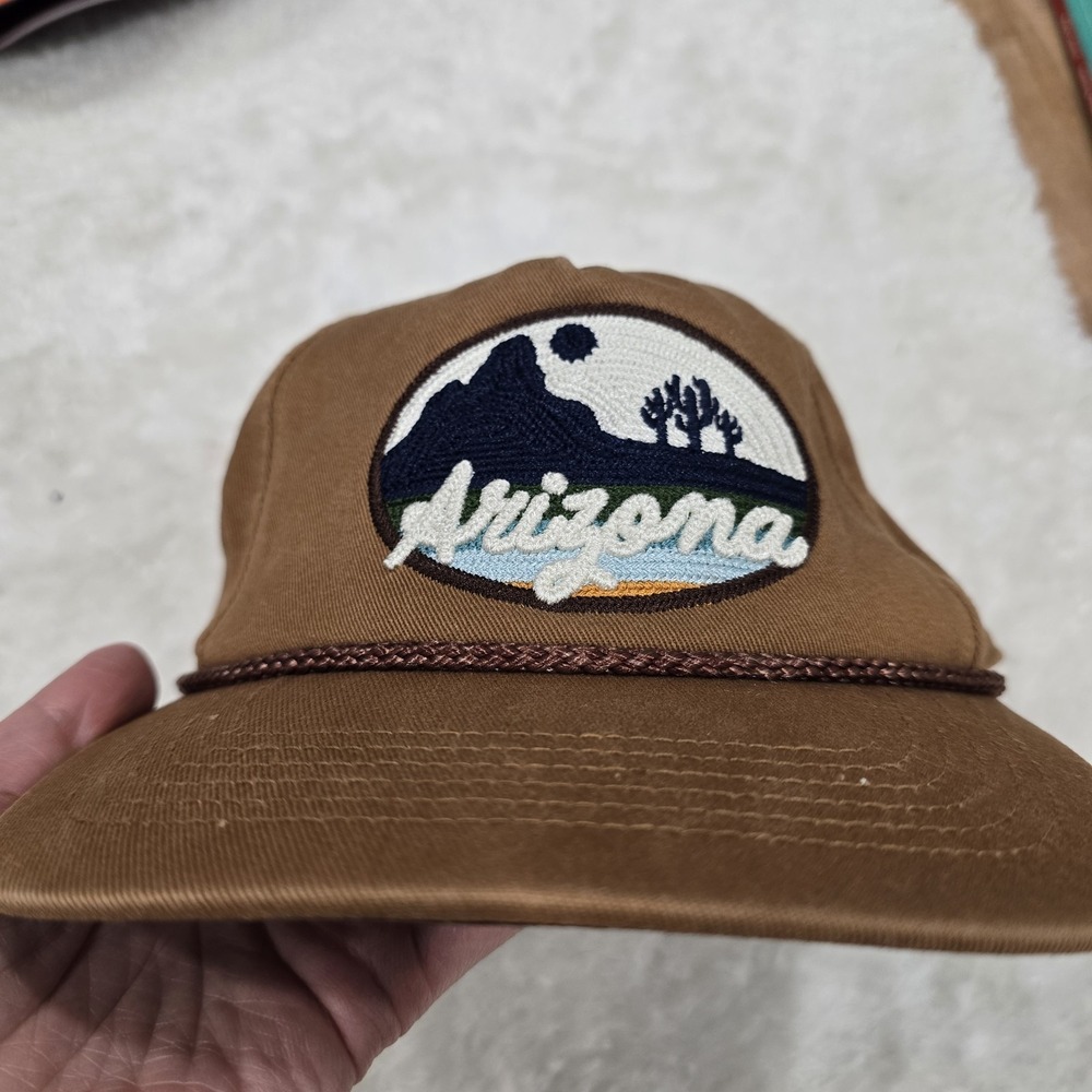 Local Crowns Arizona State Patch Snapback Hat Rope Trucker Cap Brown Cotton NWOT